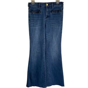 Anthropologie Pilcro Stet High Rise Flare Boho Leather Braid Trim Size 28 ,  6